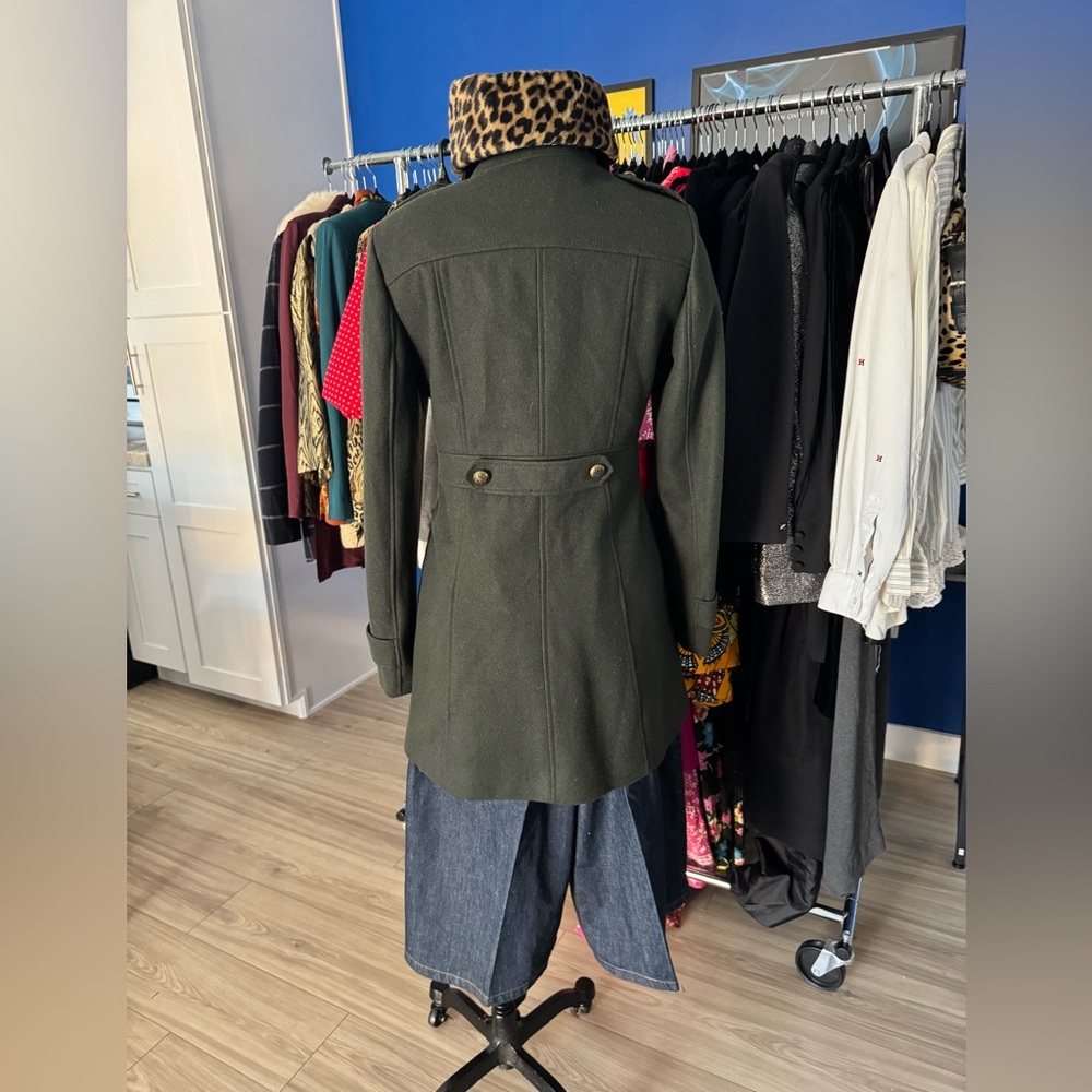 ESPIRIT Double-Breasted Dark Green Military Style Coat - Picture 5 of 10